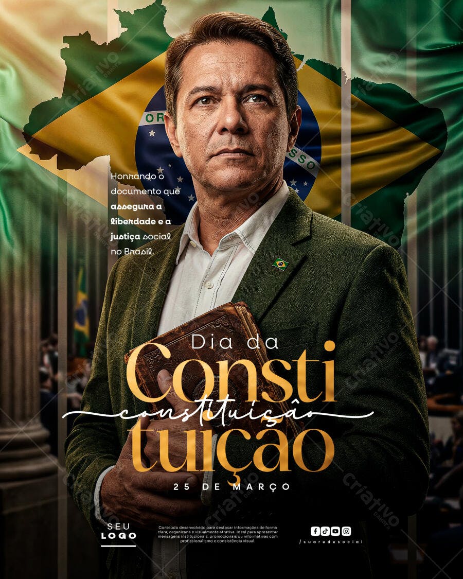 Post Instagram Dia da Constituição 25 de Março PSD Editável
