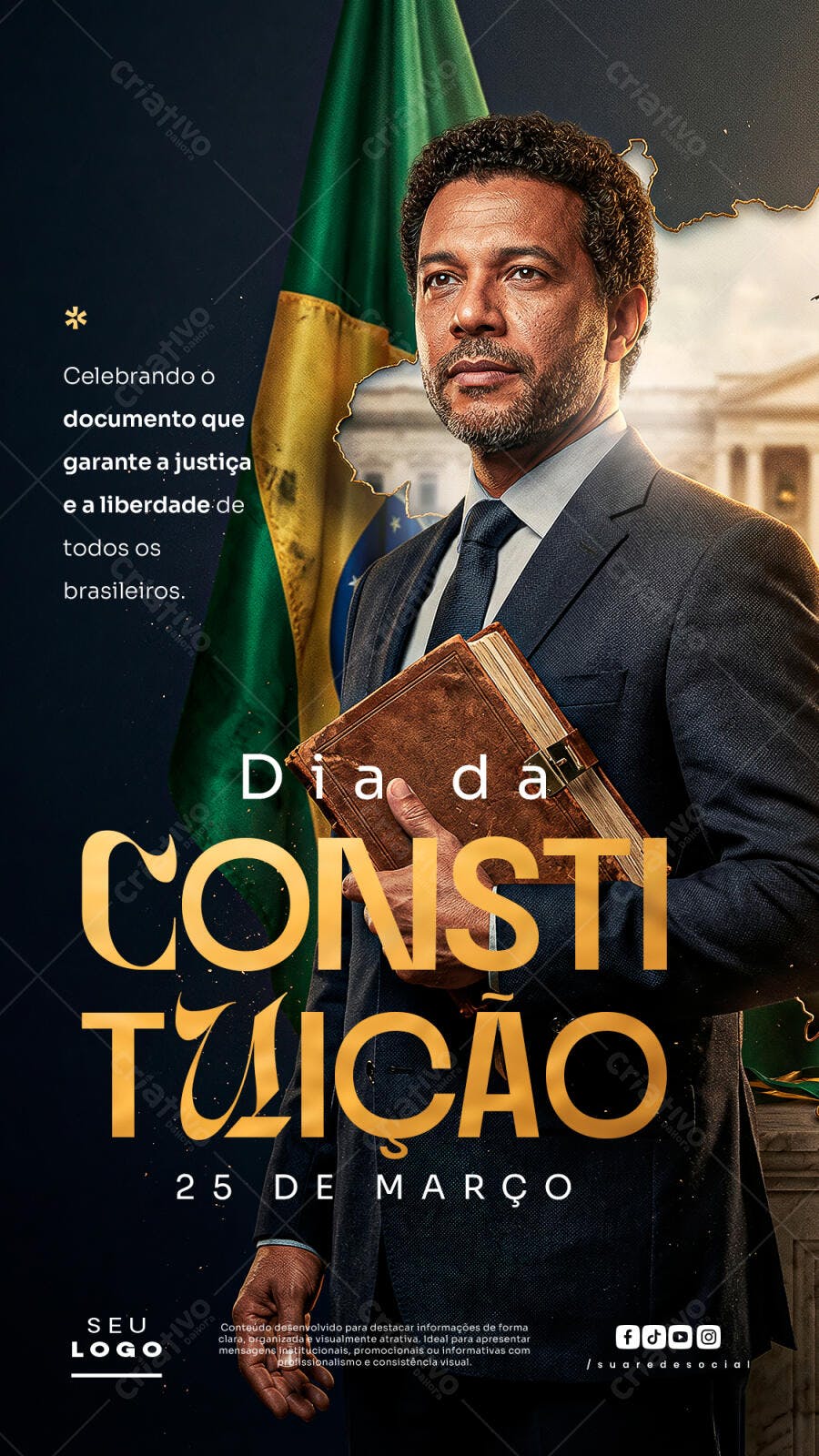 Post Instagram Dia da Constituição 25 de Março PSD Editável