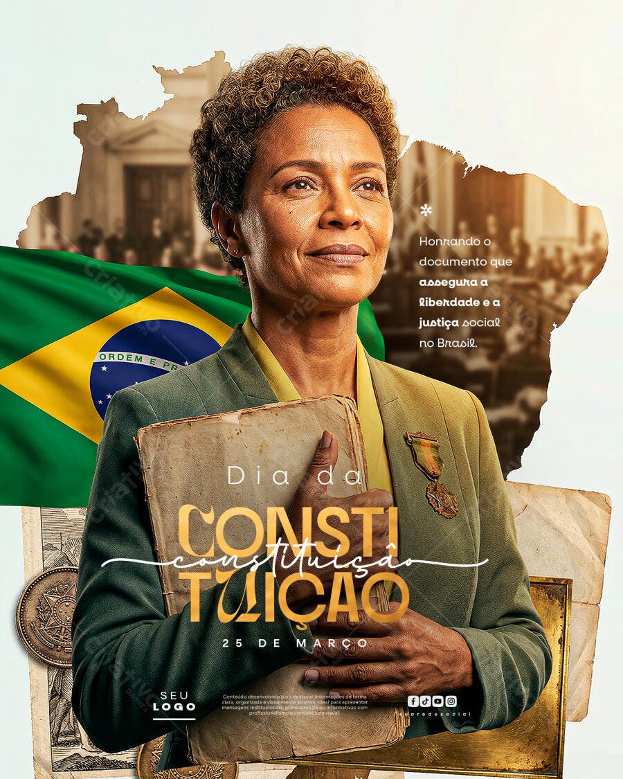 Post Instagram Dia da Constituição 25 de Março PSD Editável