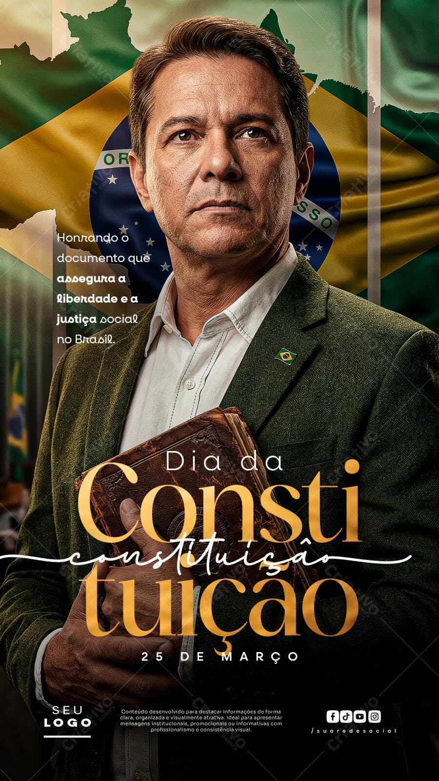 Post Instagram Dia da Constituição 25 de Março PSD Editável