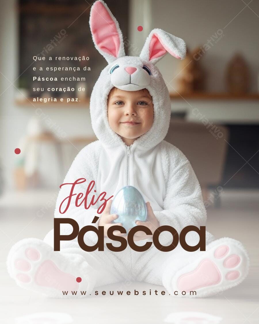 Template Canva Post Instagram Páscoa Infantil Fofo Editável