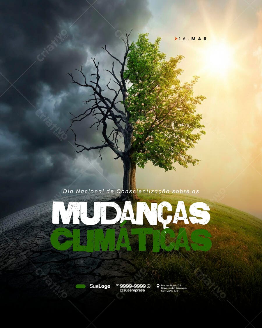 Post Instagram Dia Nacional Mudanças Climáticas PSD Editável
