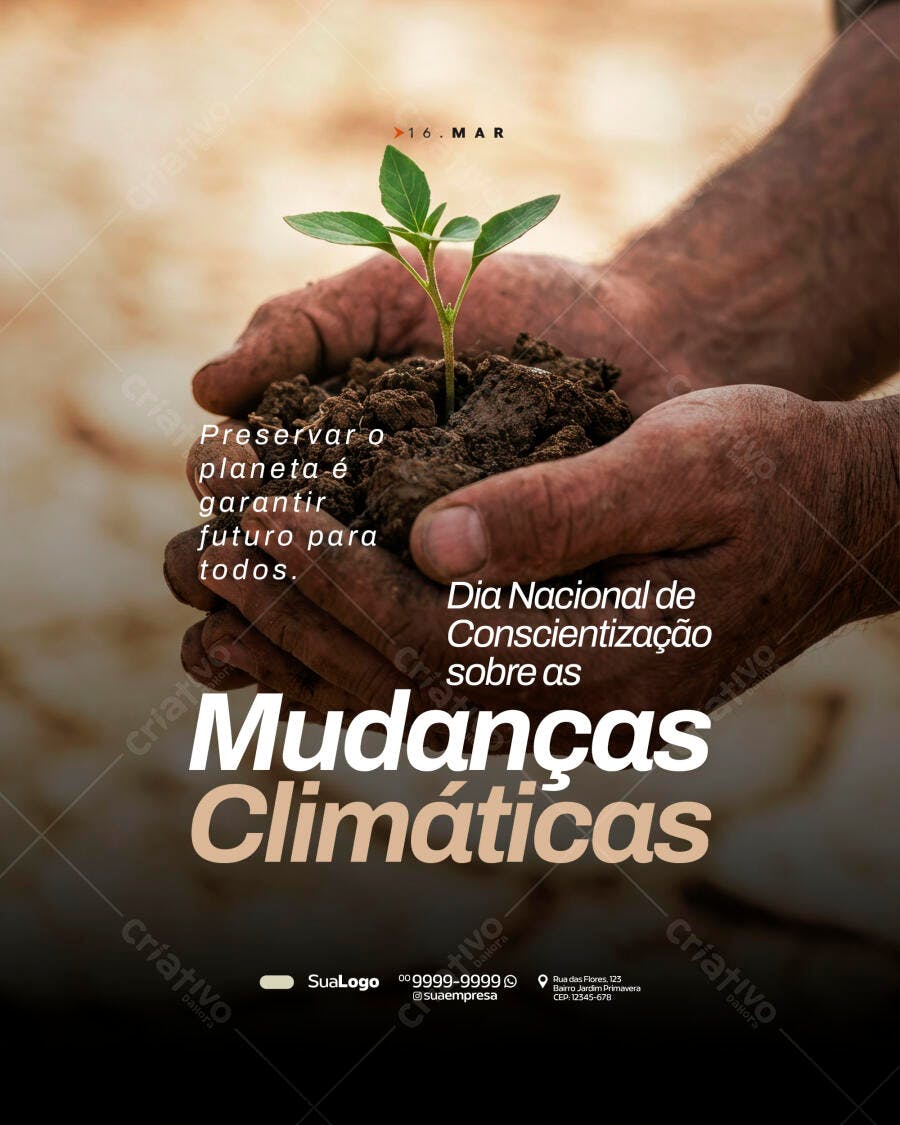 Post Instagram Dia Nacional Mudanças Climáticas PSD Editável