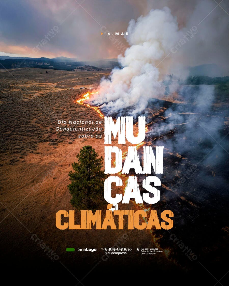 Post Instagram Mudanças Climáticas 15 de Março PSD Editável