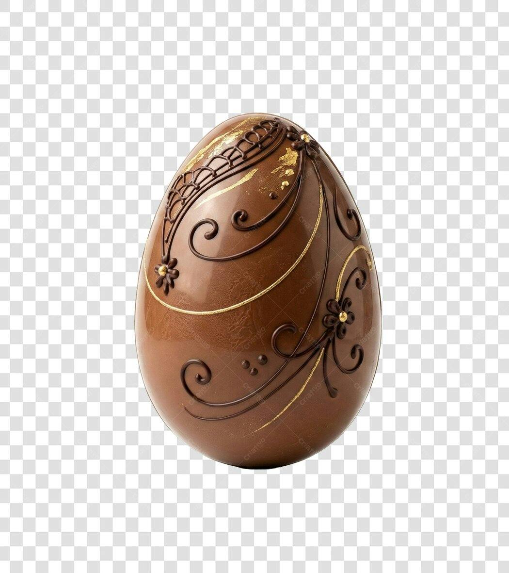 Foto Recortada Ovo de Páscoa Chocolate Decorado PNG Fundo Transparente