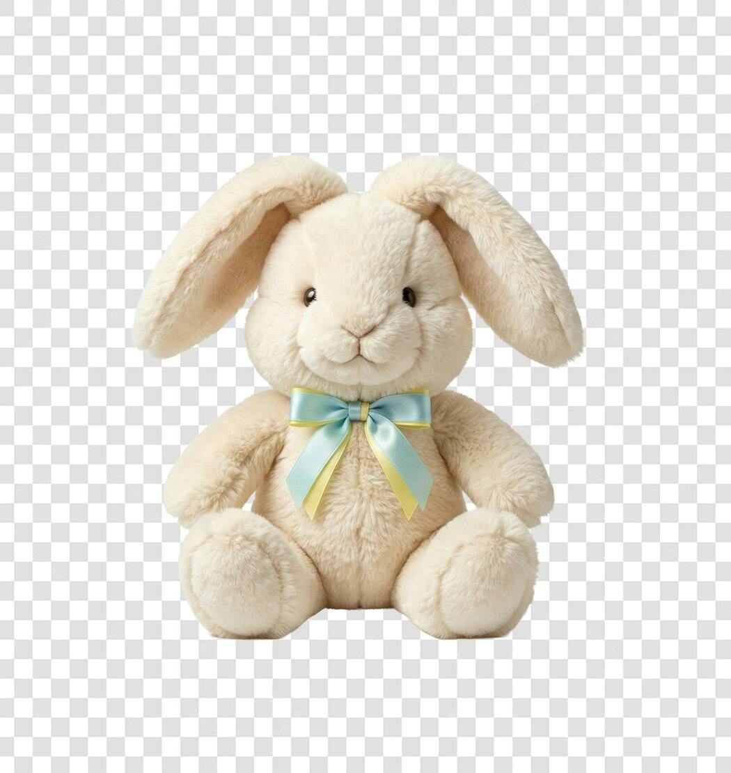 Foto Recortada Coelho de Pelúcia Páscoa Abril PNG Fundo Transparente