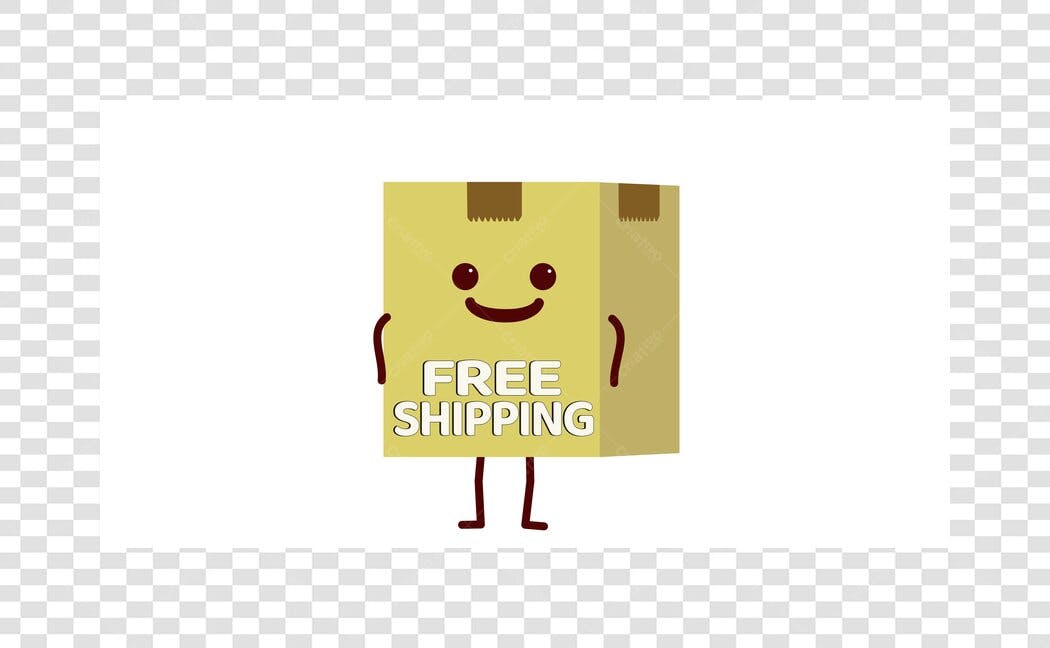 Ilustração Caixa Free Shipping Desenho Animado PNG Fundo Transparente