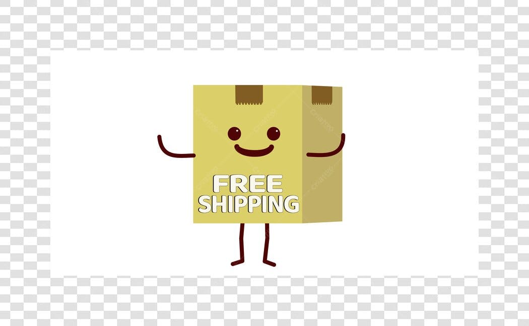 Ilustração Caixa Free Shipping Feliz PNG Fundo Transparente