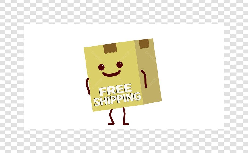 Personagem Ilustrado Caixa Free Shipping PNG Fundo Transparente