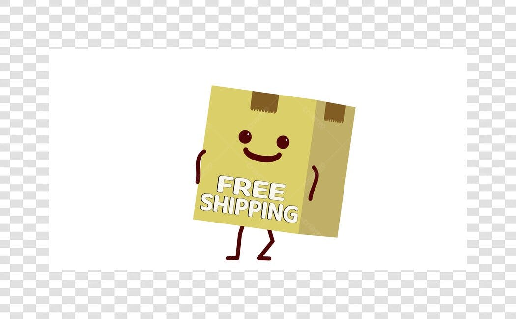 Ilustração Caixa Free Shipping Sorrindo PNG Fundo Transparente
