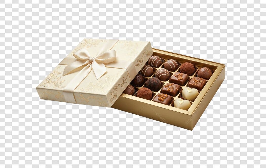 Foto Recortada Caixa de Bombons Chocolates PNG Fundo Transparente