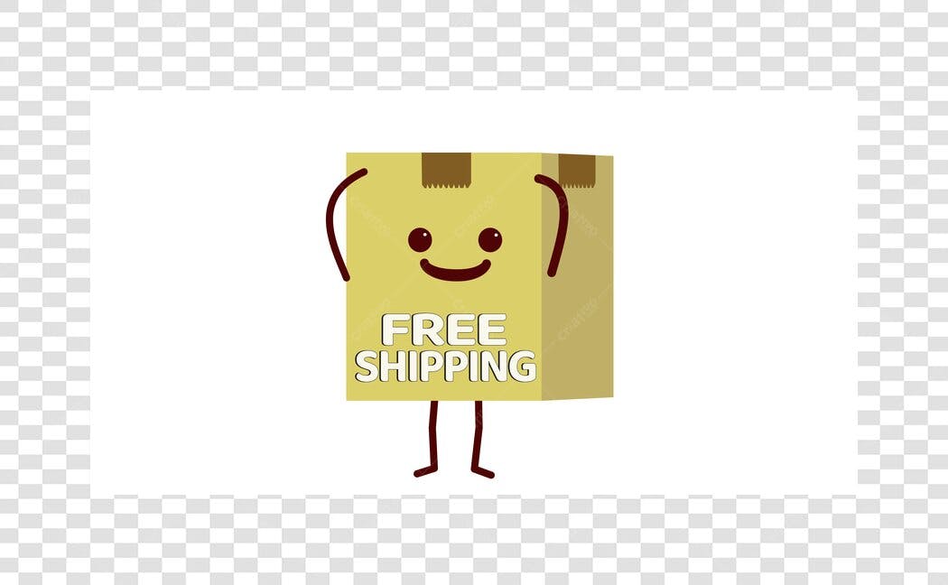 Ilustração Caixa Free Shipping Personagem PNG Fundo Transparente