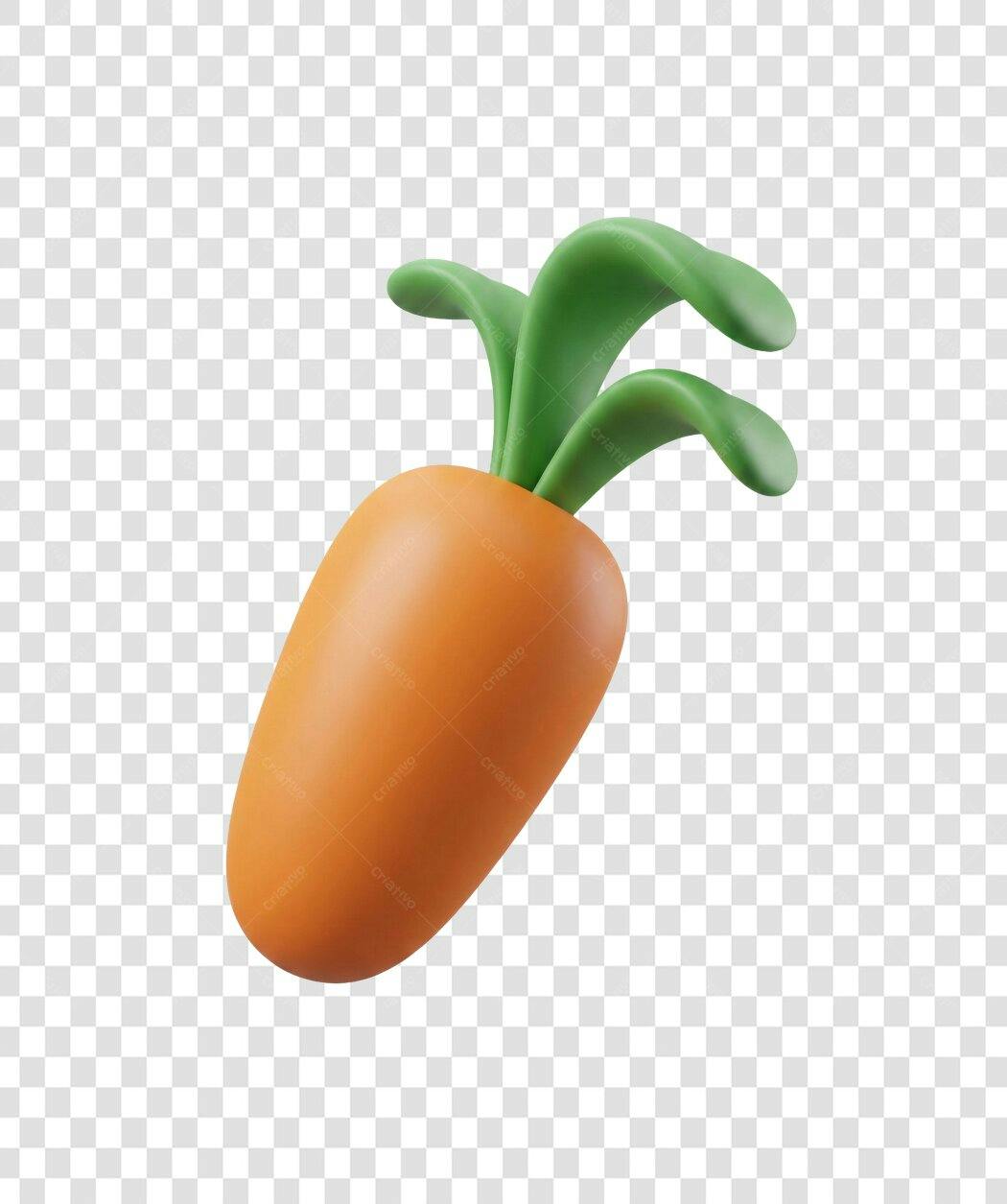 Elemento 3D Cenoura Laranja Vegetal PNG Fundo Transparente