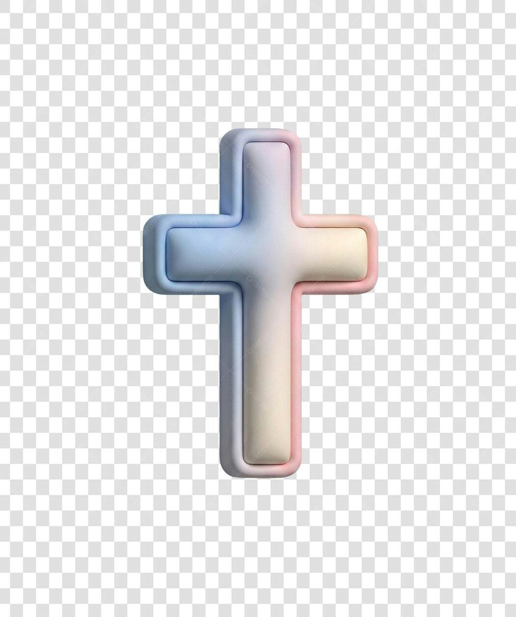 Elemento 3D Cruz Gradiente Pastel Religiosa PNG Fundo Transparente