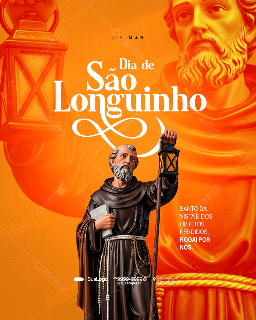 Post Instagram Dia de São Longuinho 15 de Março PSD Editável