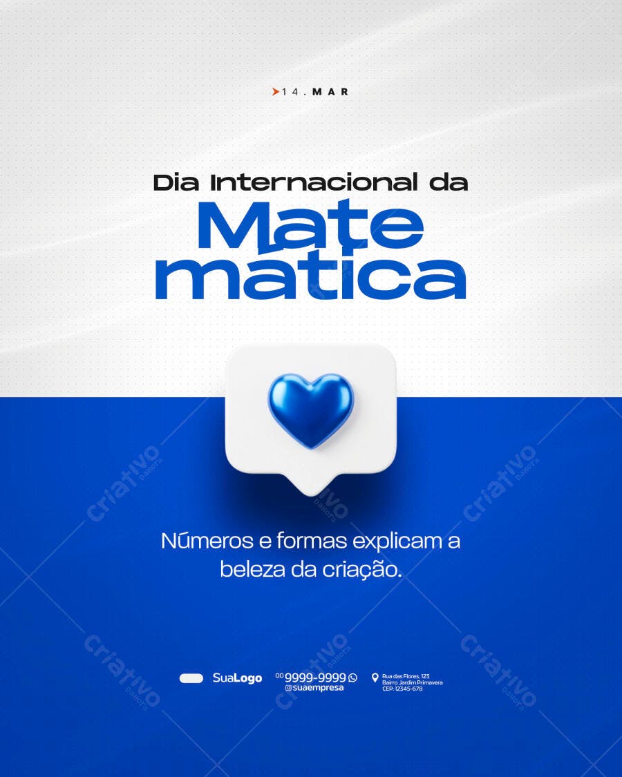 Post Instagram Dia Internacional da Matemática Março PSD Editável