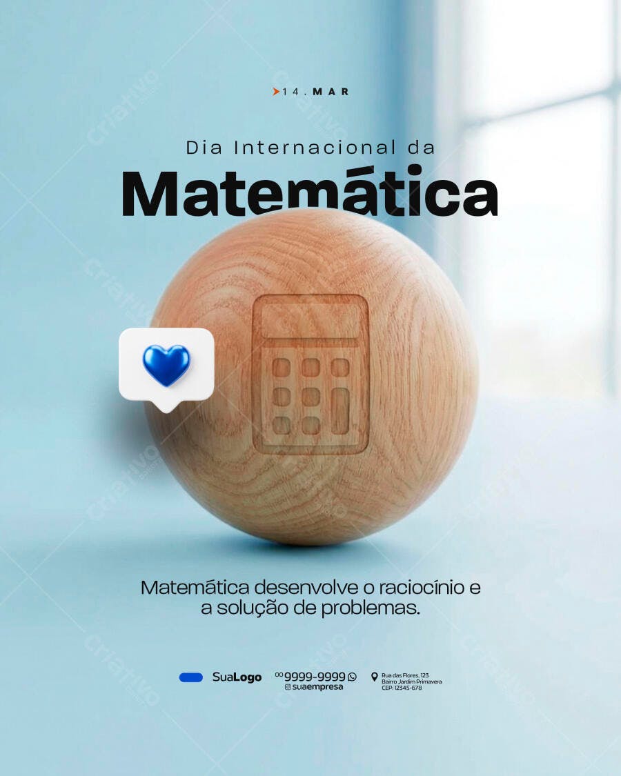 Post Dia Internacional da Matemática 14 de Março PSD Editável