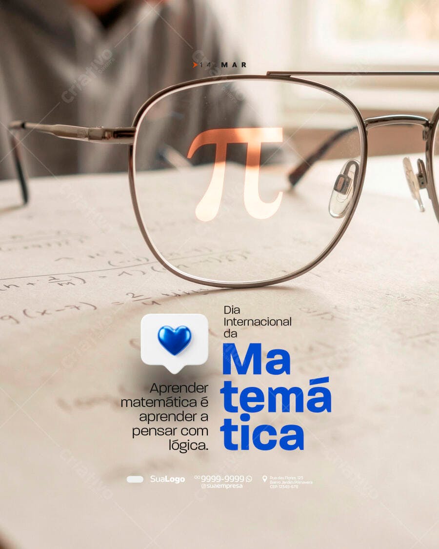 Post Dia Internacional da Matemática PSD Editável