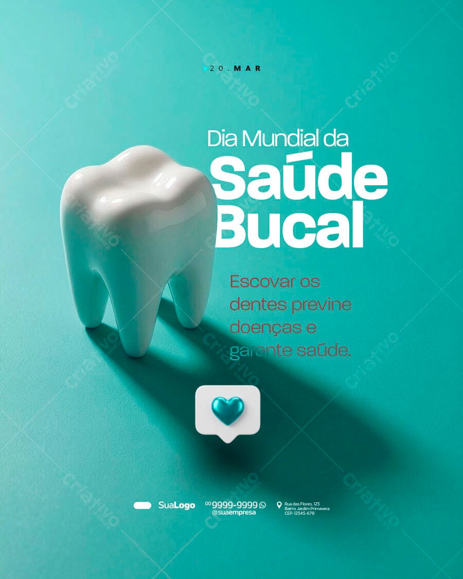 Post Instagram Dia Mundial Saúde Bucal Odontologia PSD Editável