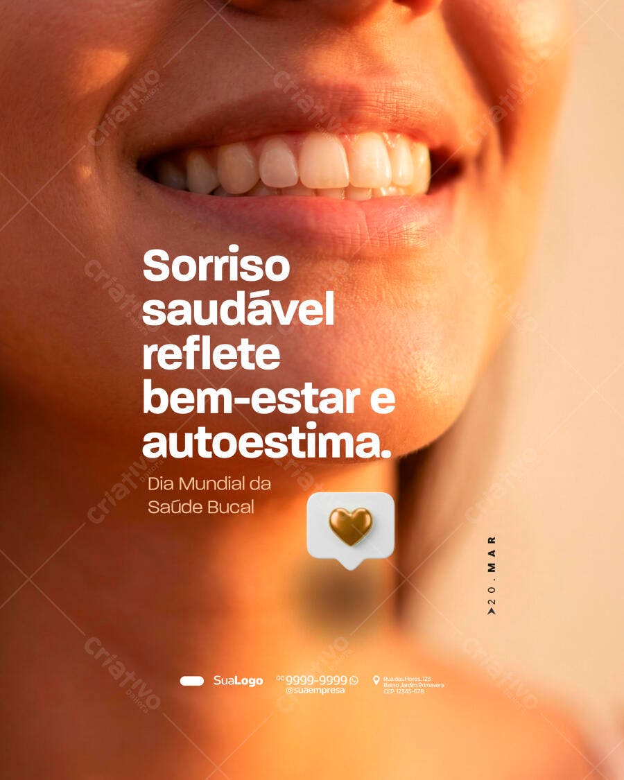 Post Dia Mundial Saúde Bucal Odontologia PSD Editável