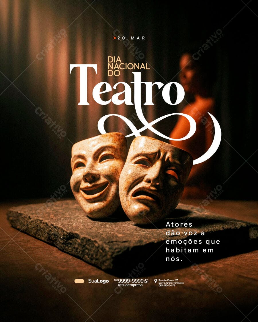 Post Dia Nacional do Teatro 20 de Março PSD Editável