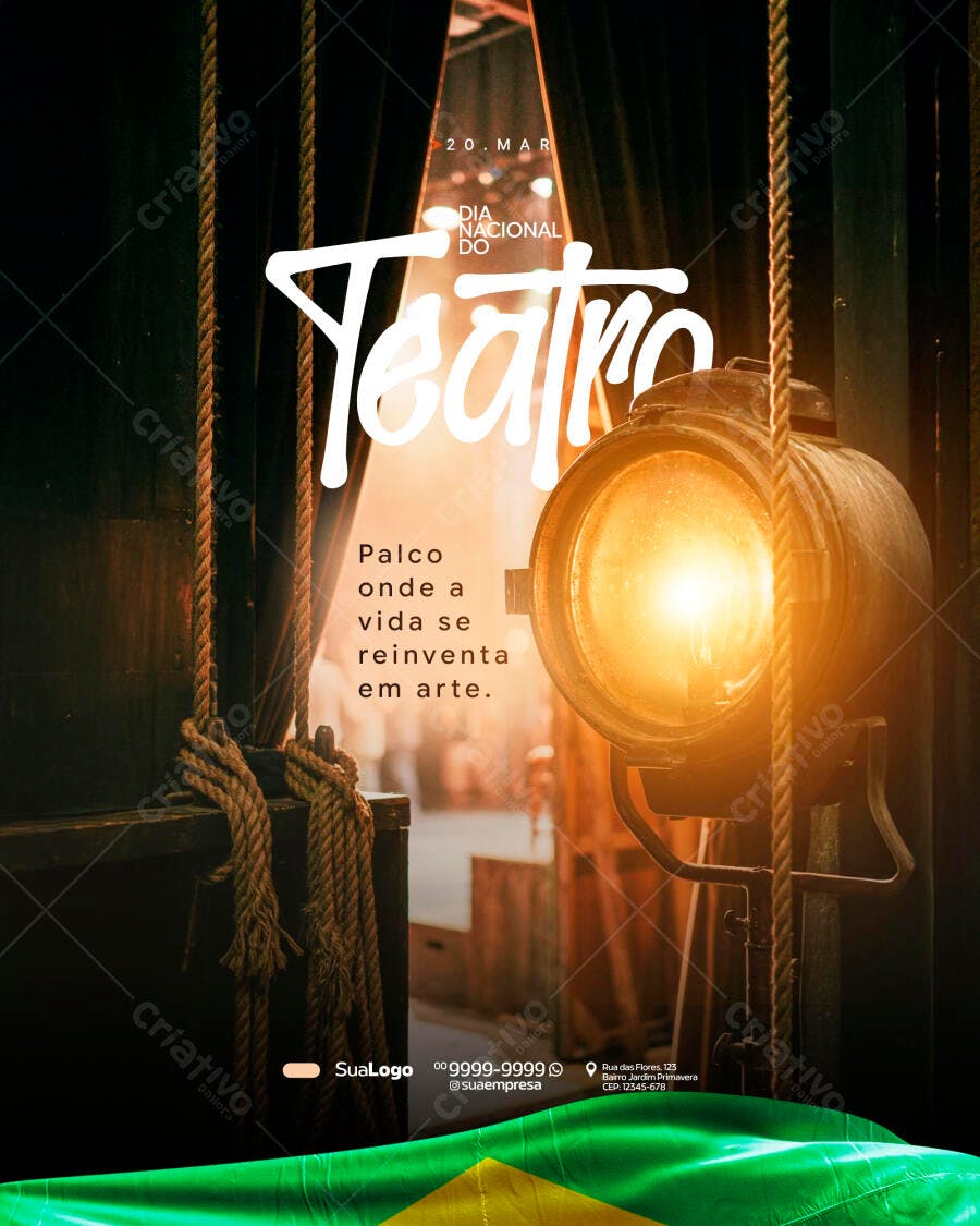 Post Instagram Dia Nacional do Teatro 20 de Março PSD Editável