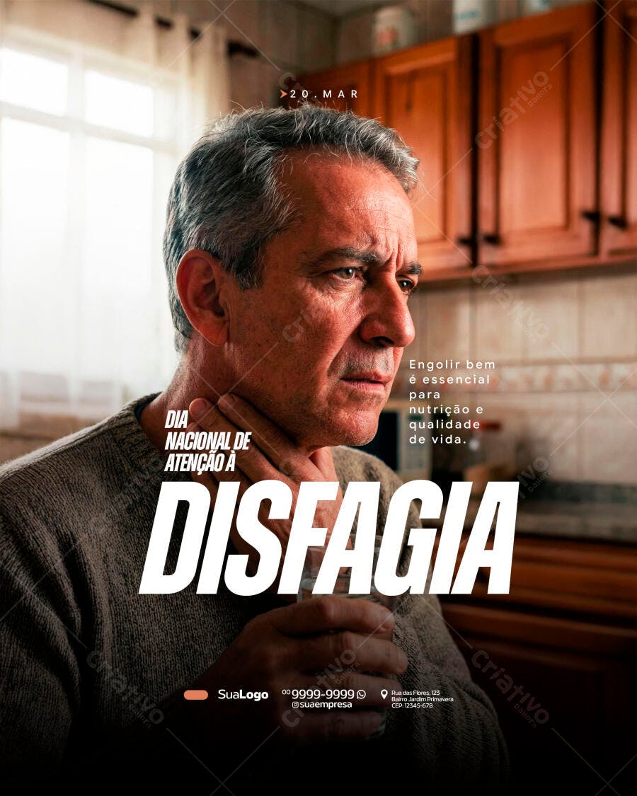 Post Instagram Dia Nacional da Disfagia Saúde PSD Editável