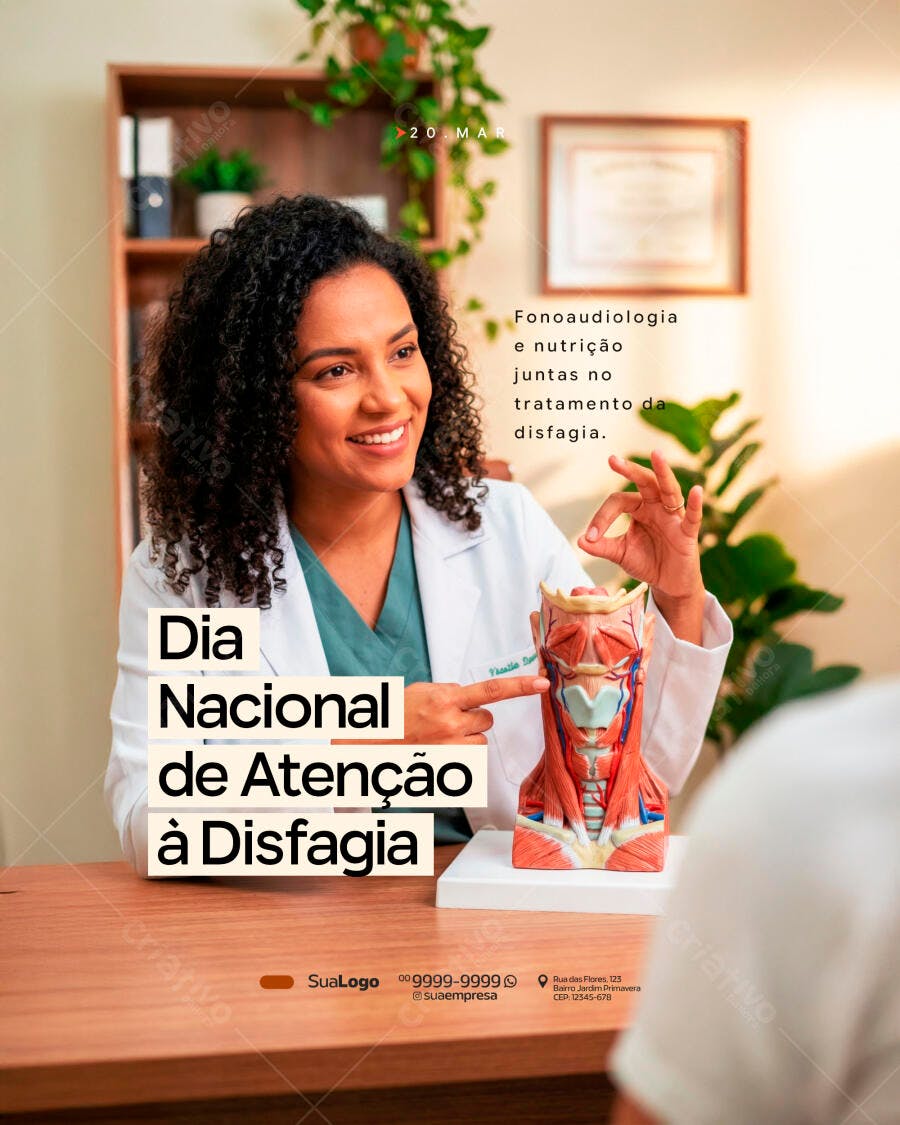 Post Dia Nacional Disfagia Fonoaudiologia Nutrição PSD Editável