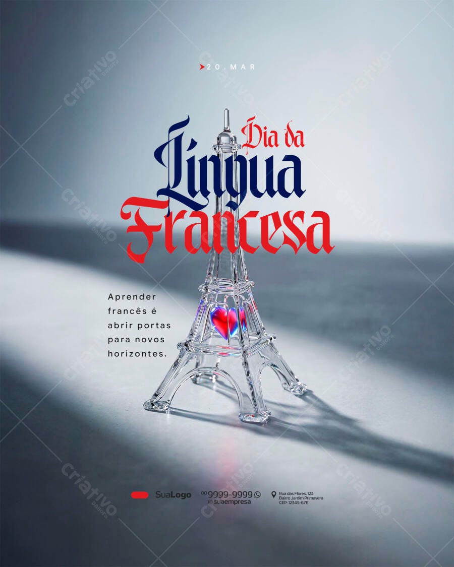 Post Instagram Dia da Língua Francesa PSD Editável