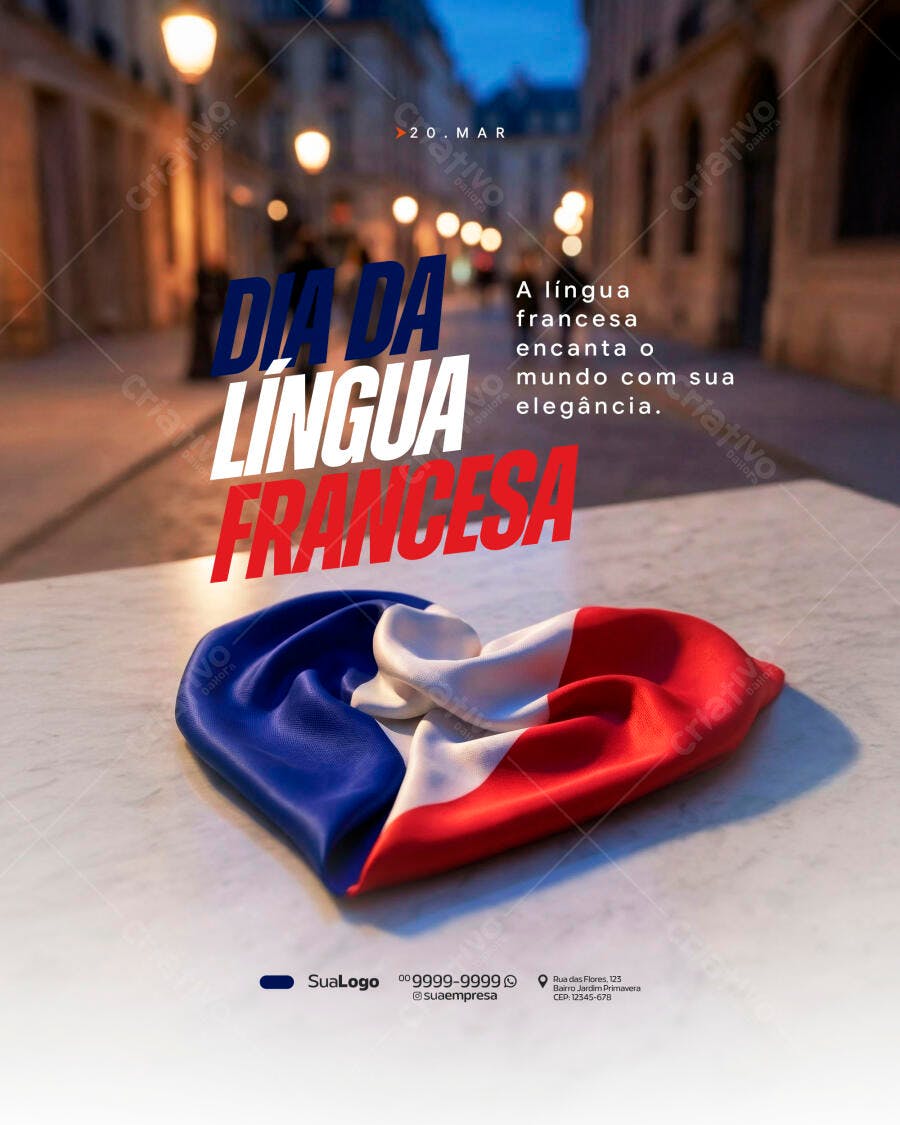 Post Instagram Dia da Língua Francesa PSD Editável