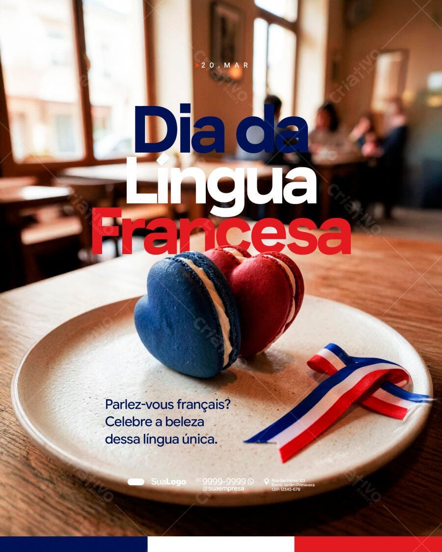 Post Instagram Dia da Língua Francesa PSD Editável