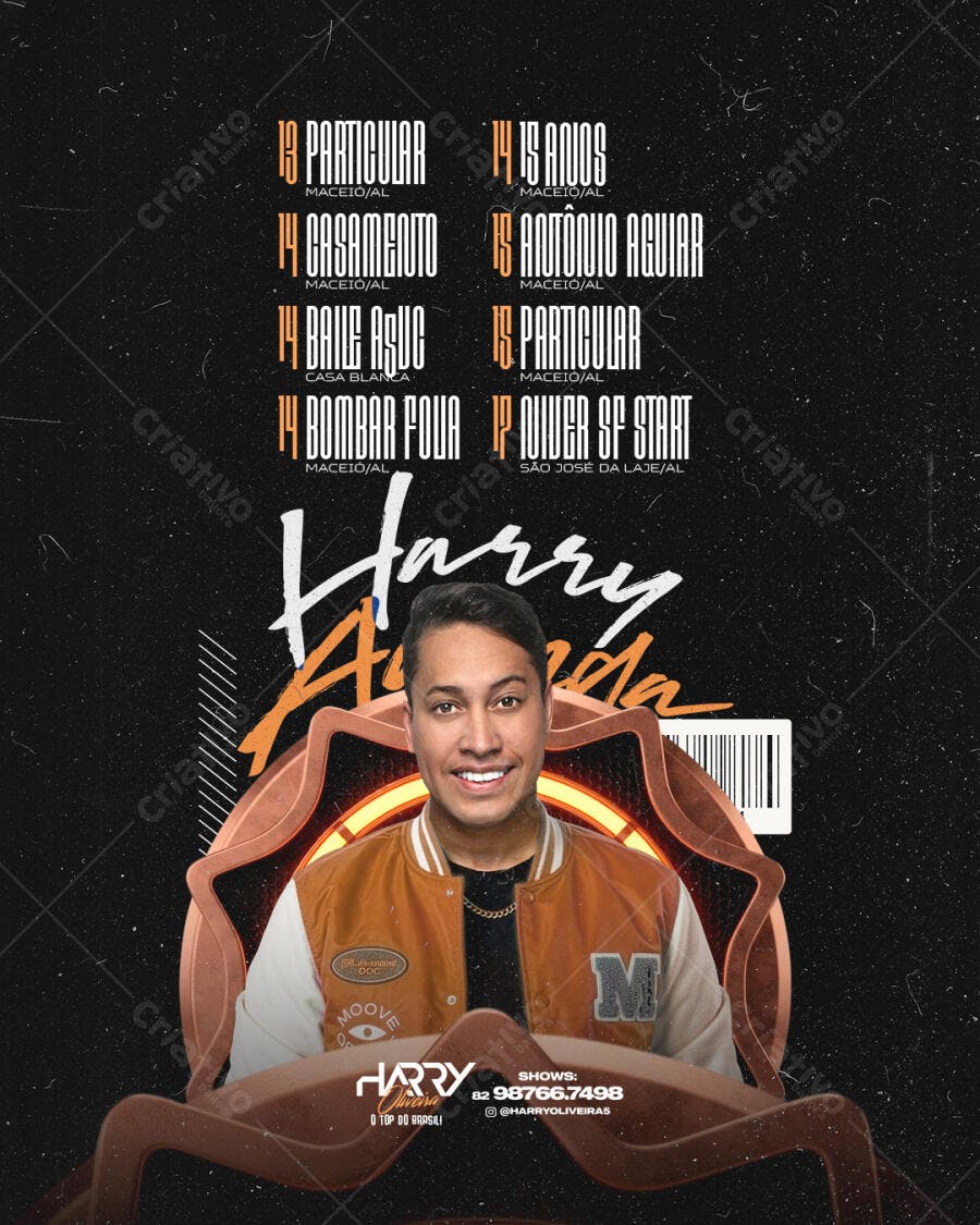 Post Instagram Agenda Shows Cantor Sertanejo PSD Editável