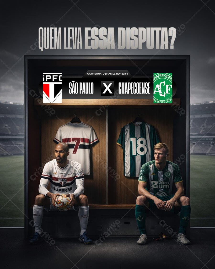 Post Instagram Futebol São Paulo x Chapecoense PSD Editável
