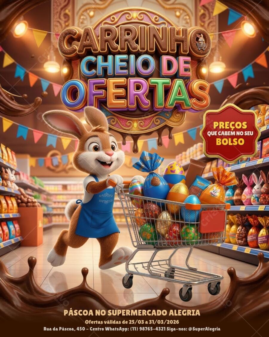 Template Canva Post Instagram Páscoa Supermercado Ofertas Editável