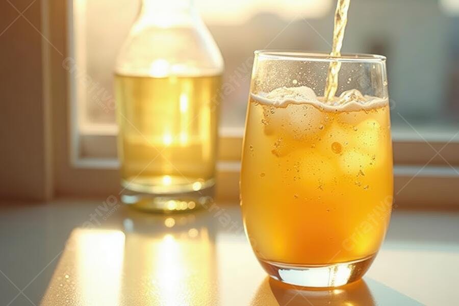 Foto Bebida Refrescante Suco Gelo Verão Luz Natural