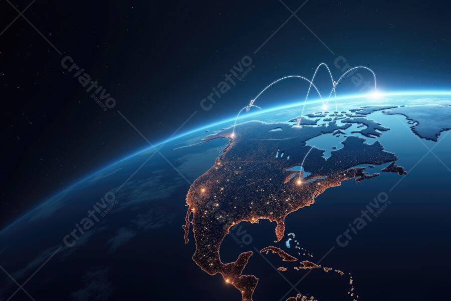 Foto Terra Vista do Espaço Conexões Globais Tecnologia