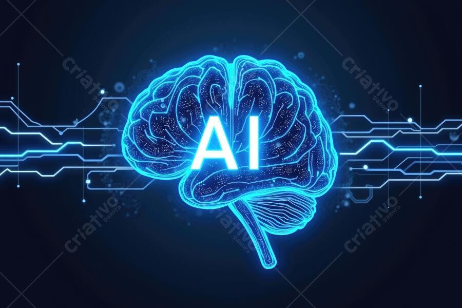 Foto Cérebro Digital Inteligência Artificial Tecnologia Futuro