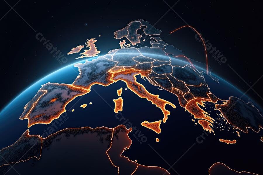 Foto Mapa Mundi Europa Conectada Digital Globalização
