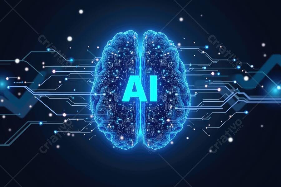 Foto Cérebro Digital Inteligência Artificial Tecnologia Futuro