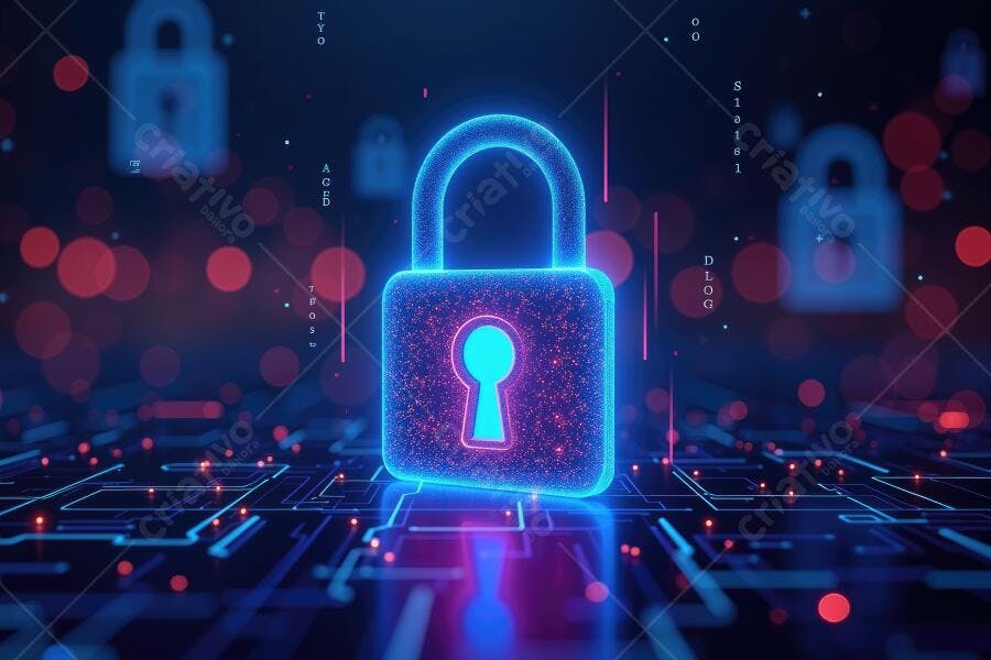 Foto Cadeado Digital Cibersegurança Proteção de Dados Tecnologia