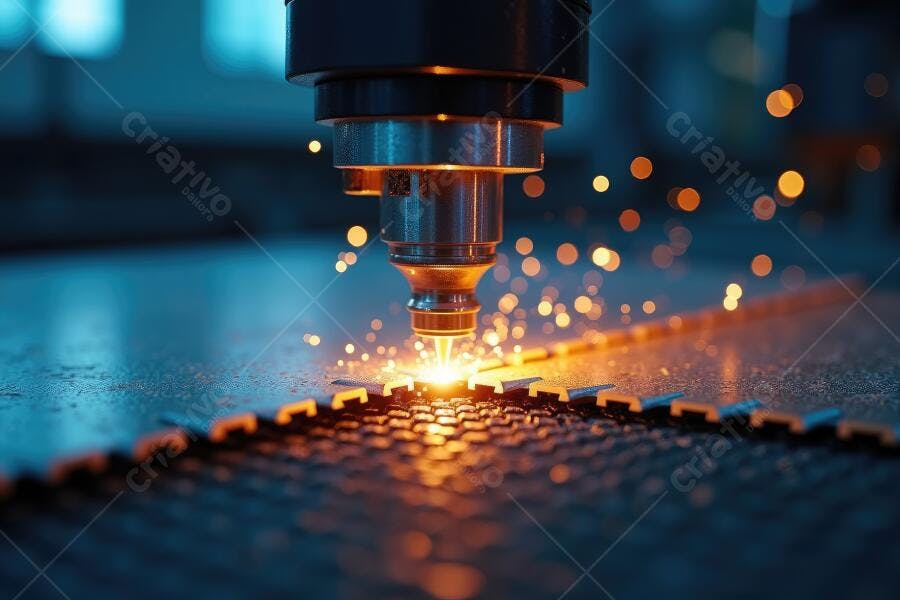 Foto Máquina Corte Laser Indústria Metalúrgica Faíscas