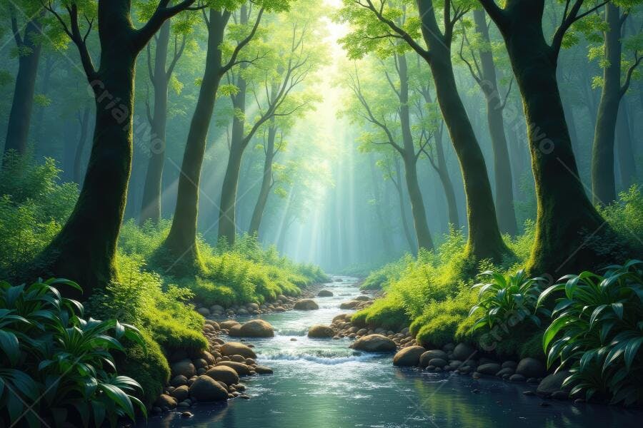 Foto Floresta Encantada Rio e Raios de Sol Natural