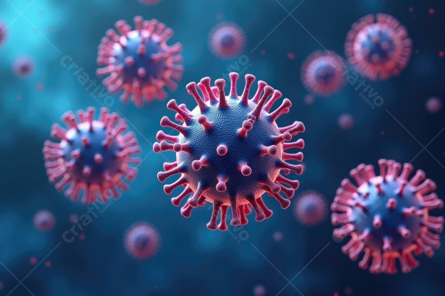 Foto Vírus Covid-19 Coronavírus Partículas Microscópicas Fundo Azul