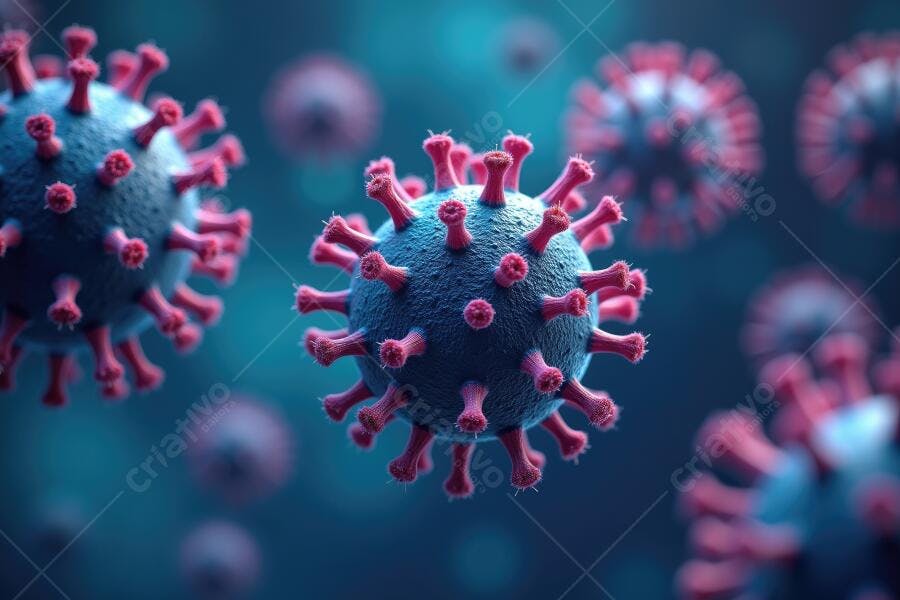 Foto Vírus Covid-19 Coronavírus Microorganismo Azul Vermelho