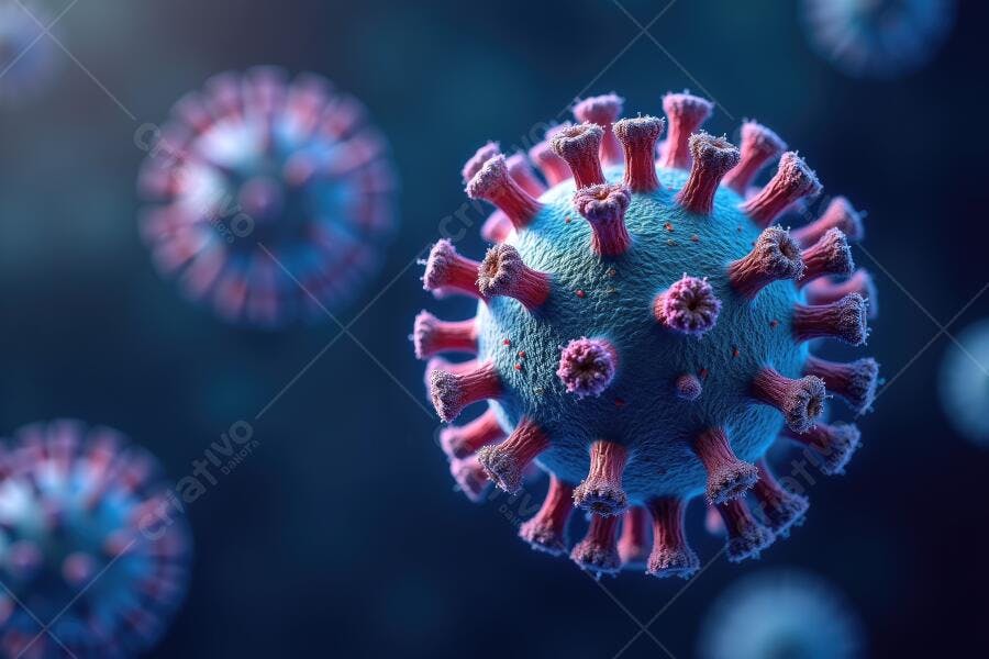 Foto Vírus COVID-19 Coronavírus Microscopicamente Detalhado