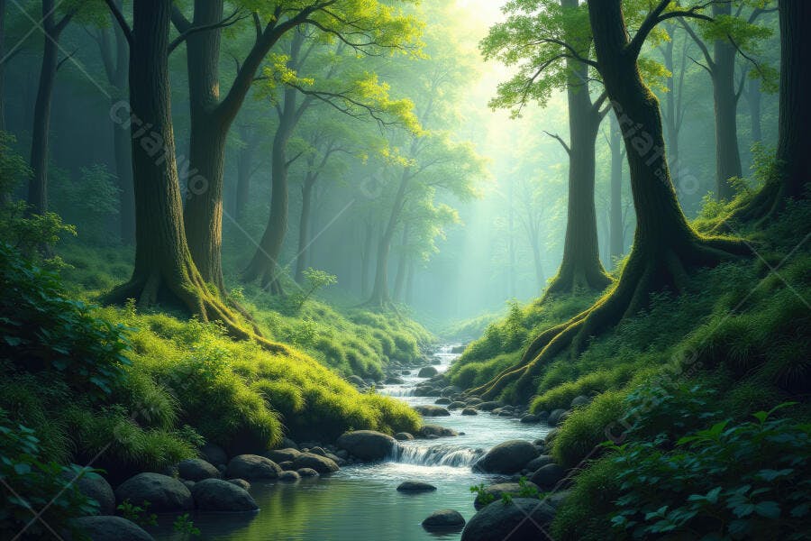Foto Floresta Verde Rio Ensolarado Natureza Exuberante
