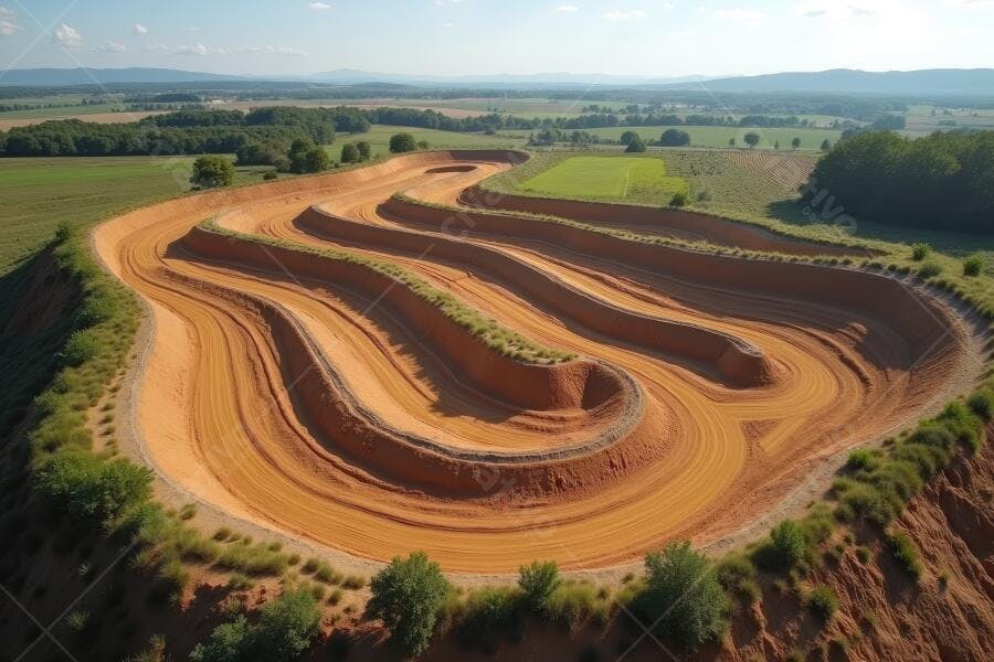 Foto Aérea Pista de Motocross Terra Batida Curvas