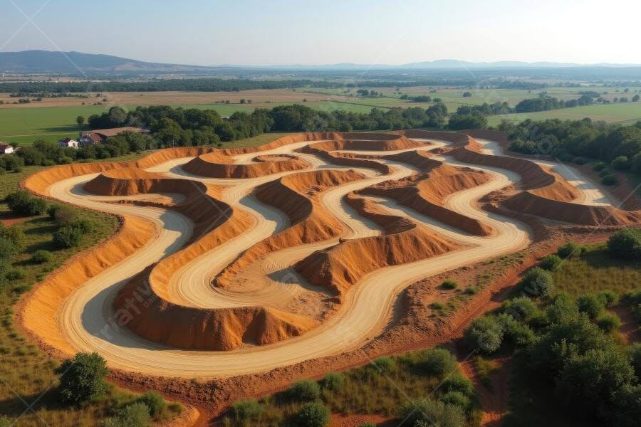 Foto Aérea Pista de Motocross Terra Batida Campo Aberto