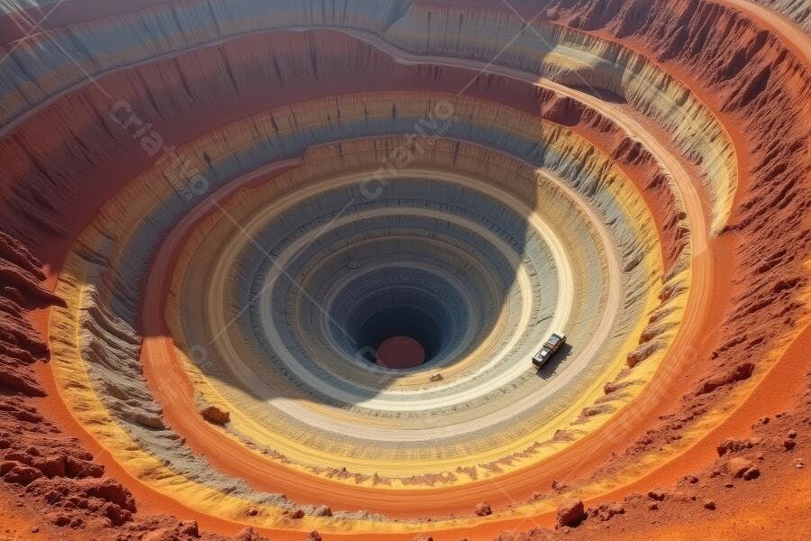 Foto Aérea Mina de Minério de Ferro a Céu Aberto Caminhão