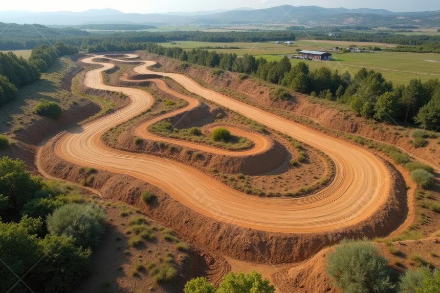 Foto Aérea Pista de Motocross Terra Curvas Fechadas